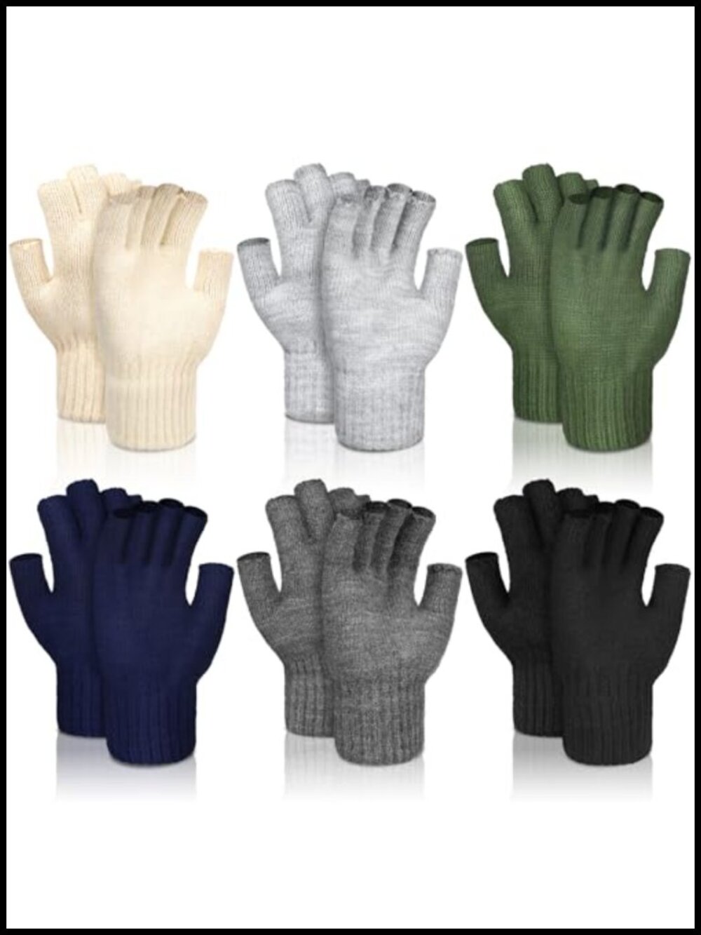 Alpaca Fingerless Gloves Unisex Knit Wool Lined Warm Typing Winter